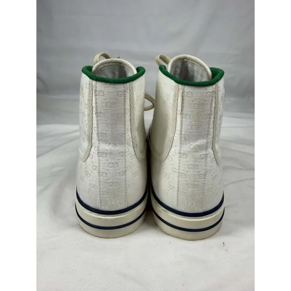 Men's Size 11.5 Gucci Tennis 1977 White GG Canvas Web Hight Top SPB-JB 366629